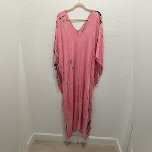 Pink Tie-Dye Kaftan Dress